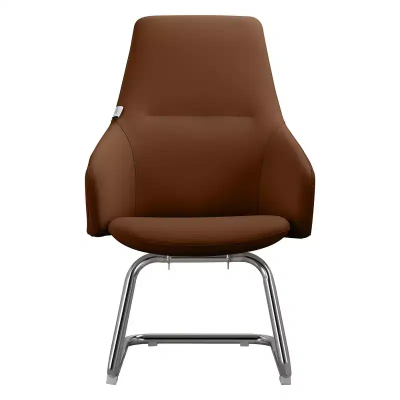 Ergonomic Faux Leather Office Chair Iron Sled Base Adjustable Height 330 lbs Capacity
