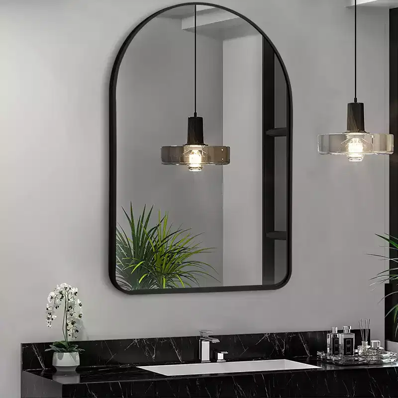 Aluminum Slim Arch Mirror - Black Frame 91x61cm