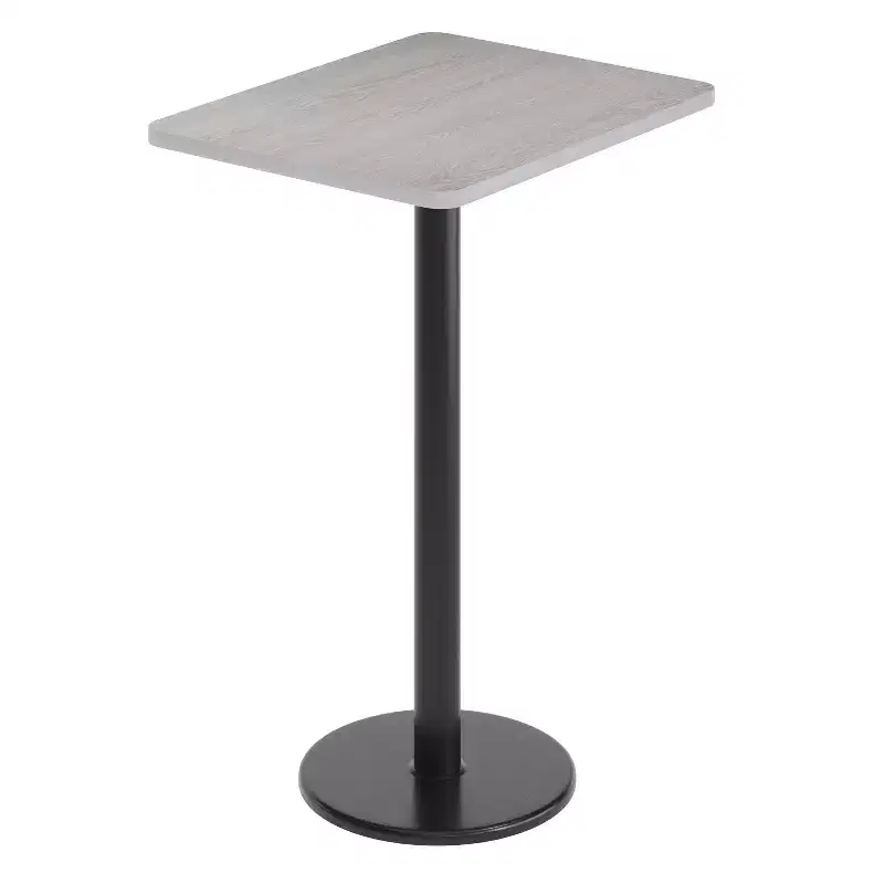 Flash Furniture 24'' x 30'' Rectangular Laminate Table Top with 18'' Round Bar Height Table Base