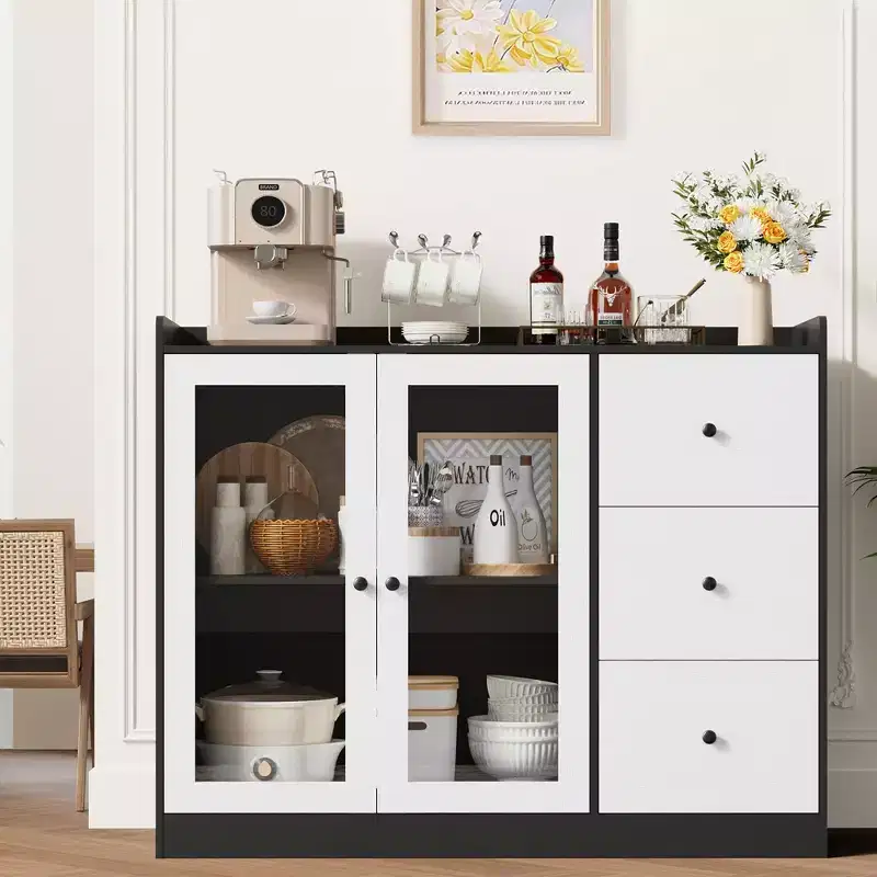 Sideboards, Accent Cabinets with Glass Doors, Kitchen Sideboards, Wooden Coffee Bar Cabinets