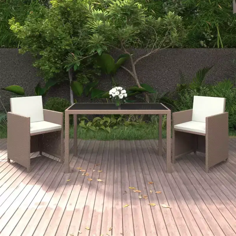vidaXL Patio Furniture Set Outdoor Table and Chair Dining Set Poly Rattan