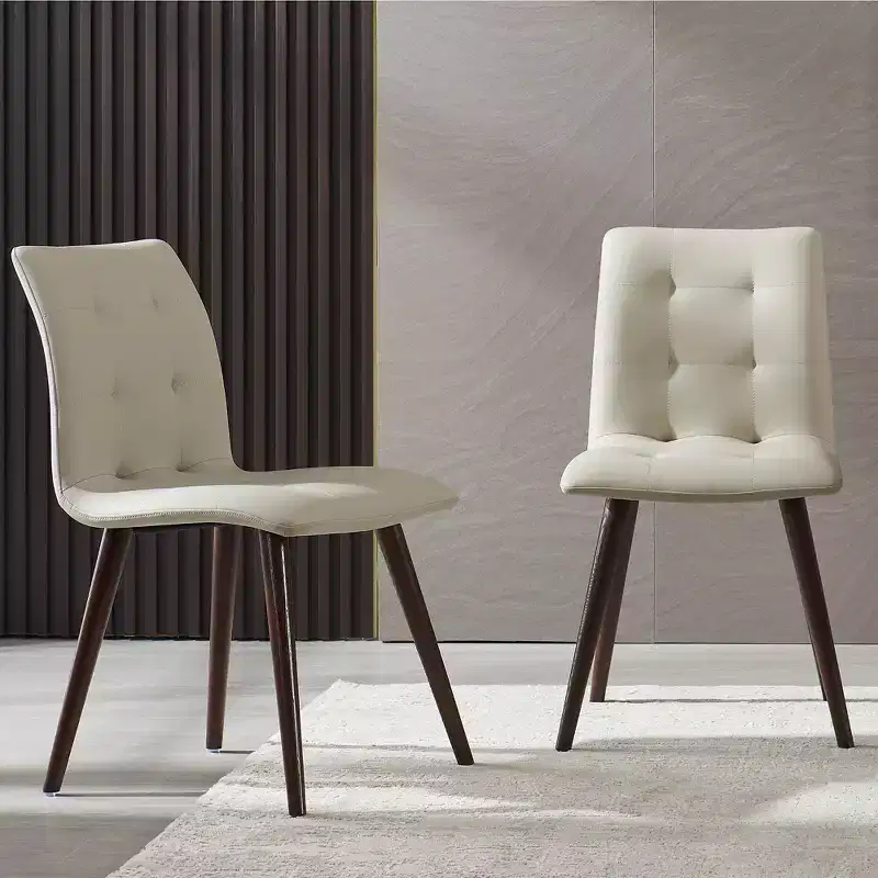 GDFStudio Jadoo Mid-Century Modern Faux Leather Upholstered Dining Chairs (Set of 2)