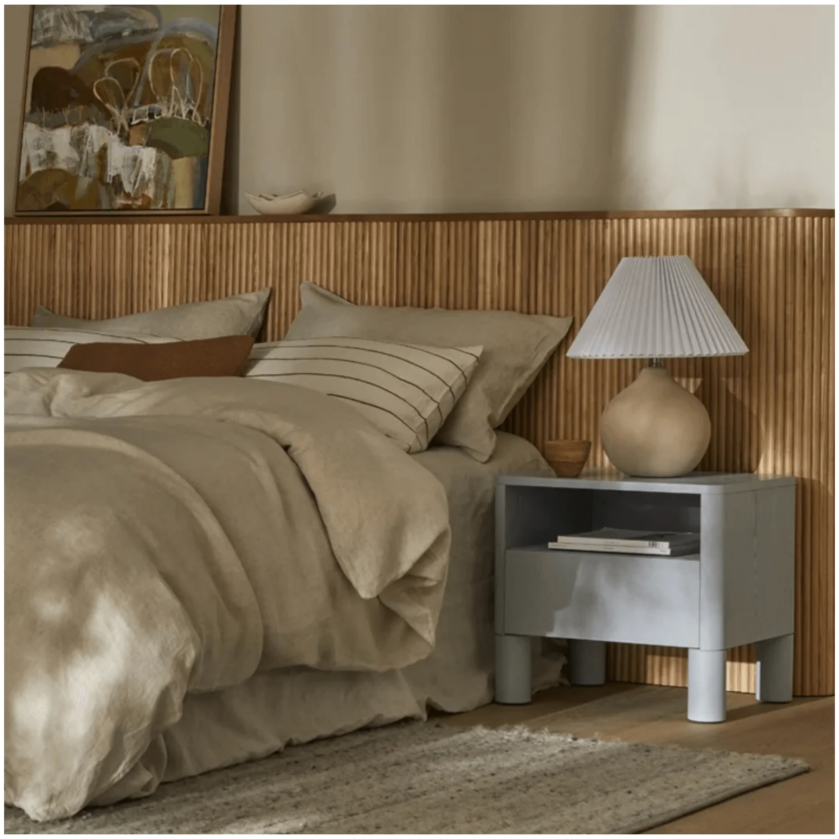 Modern Blue Ash Bedside Table for Bedroom