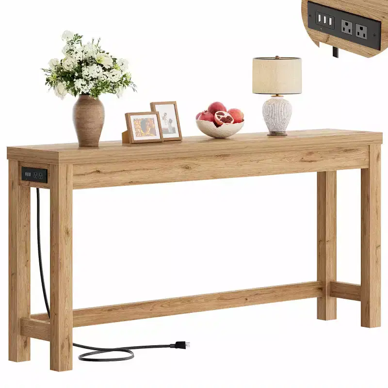 63-In Console Tables with Charging Station, Entryway Table