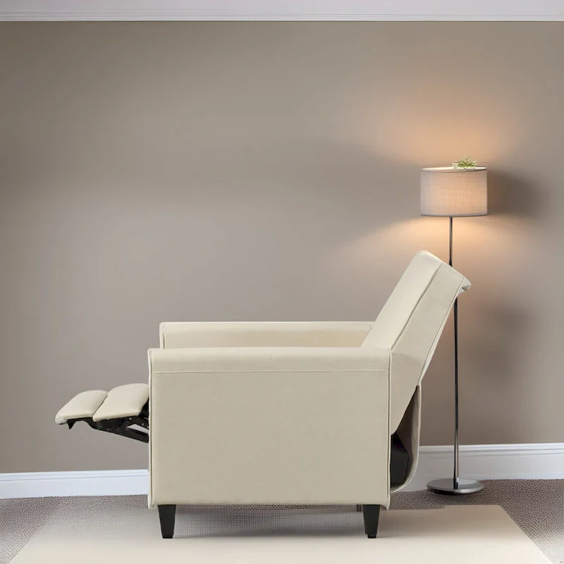 Pushback Recliner Chair with Adjustable Footrest and Padded Armrests