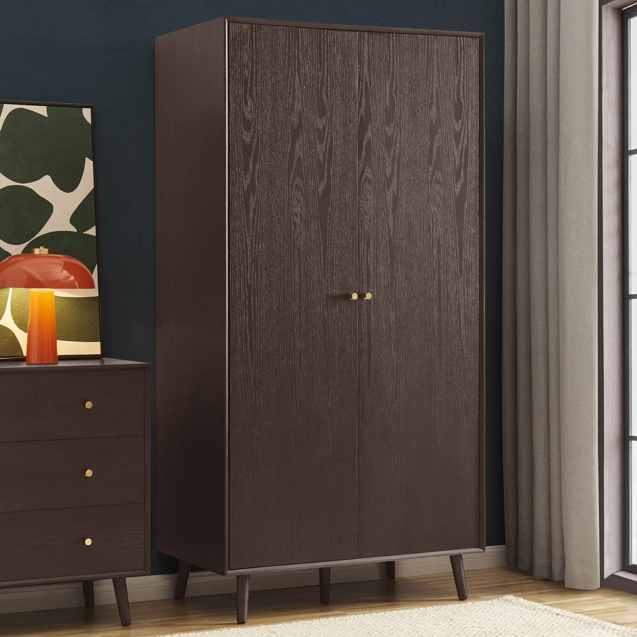 Oak 2 Door Wardrobe - Walnut