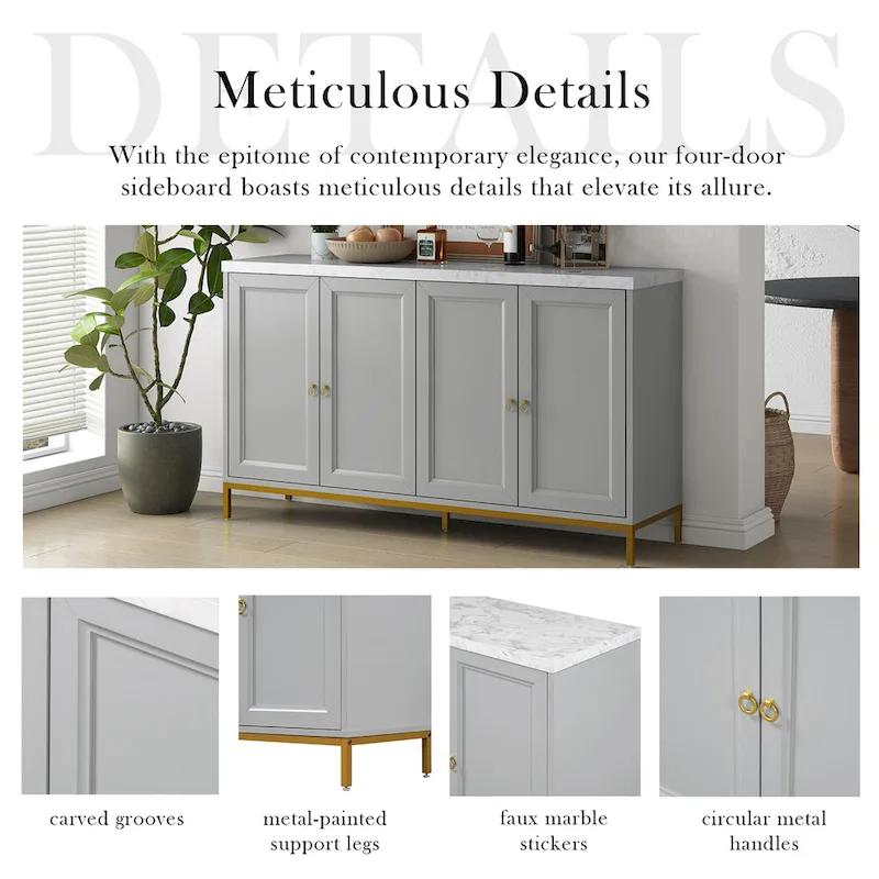 59 Sideboard Buffet Cabinet with Adjustable Shelf