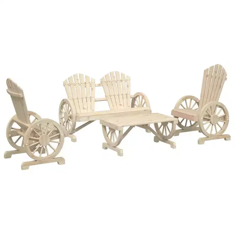 vidaXL Patio Lounge Set Outdoor Garden Seat Furniture 4 Piece Solid Wood Fir