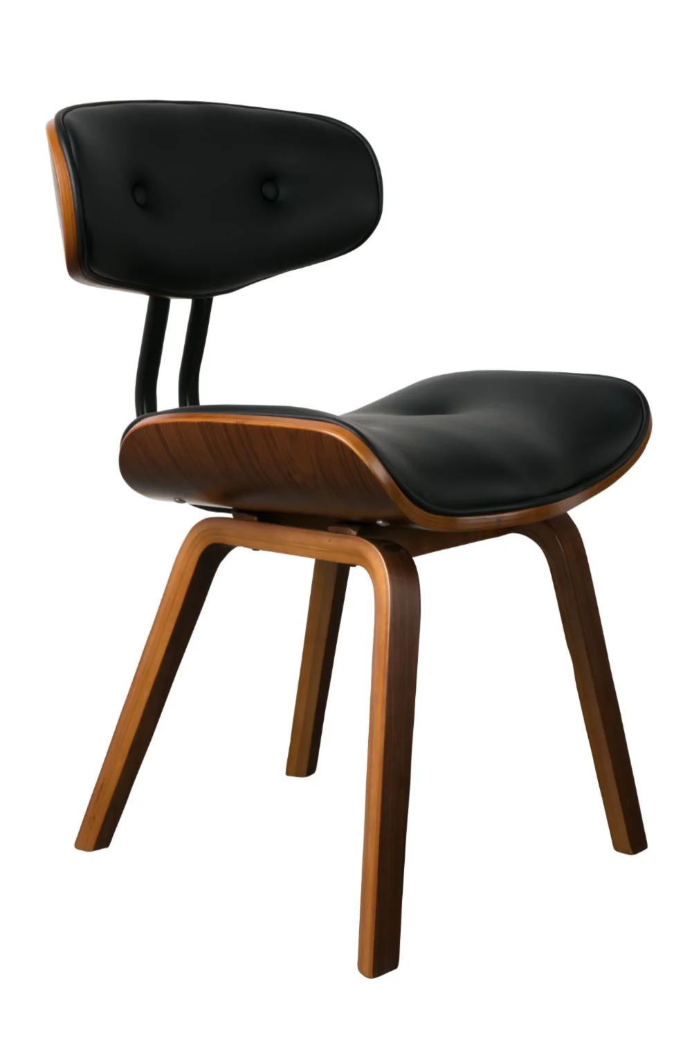 Brown Tufted Faux Leather Dining Chair with Powder-Coated Steel Frame