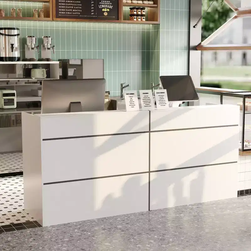 White Modern Reception Desk, Front Counter Desk