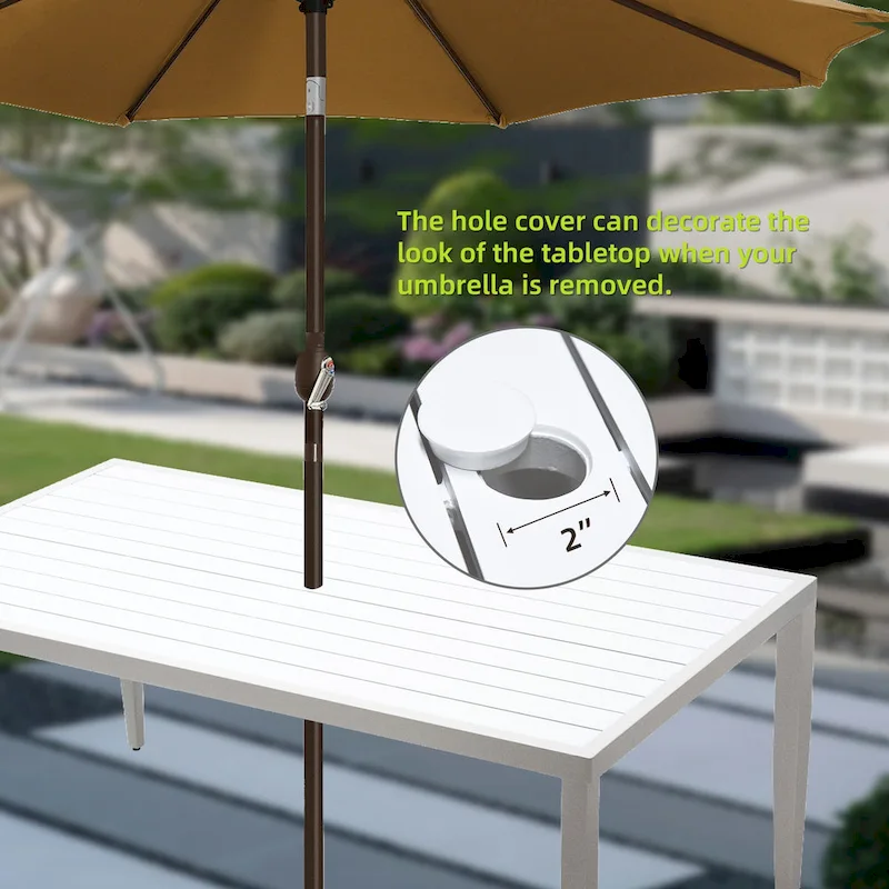 GDFStudio - Matte White & Grayish 7-Piece Patio Aluminum Dining Set with Sunbrella Cushions