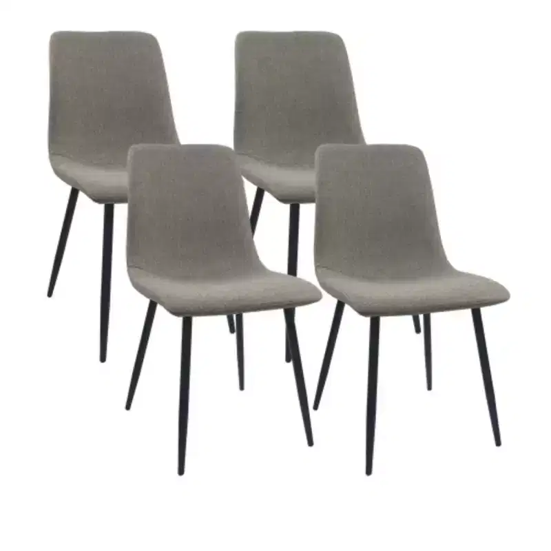 Linen Upholstered Dining Chairs with Black Metal Legs
