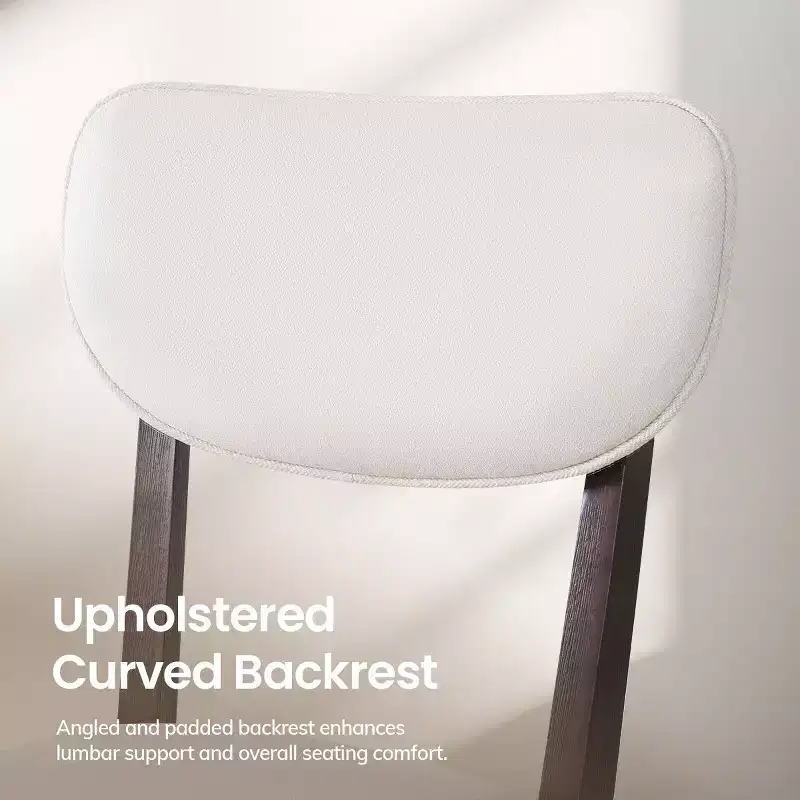 Solid Wood Farmhouse Upholstered Counter Height Bar Stools with Curved Back