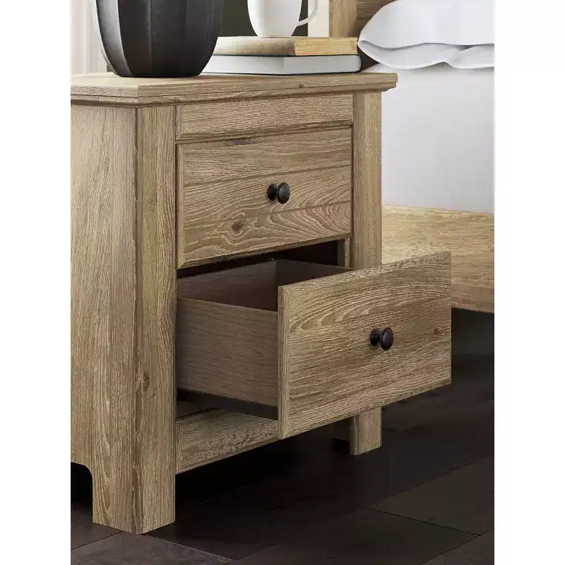 Signature Design by Ashley Allihauser Two Drawer Nightstand with USB Charging, Replicated Oak Grain, Natural Tan Finish