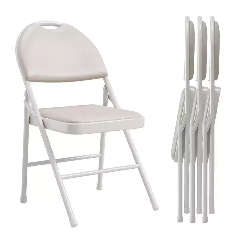 4 Pack Black Folding Chairs,Folding Chairs Set of 4 with Padded Seats, Cotton Linen Fabric Foldable Dining Chairs for Guests Kitchen Office