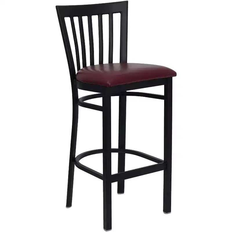 School House Back Metal Restaurant Barstool, Set of 2