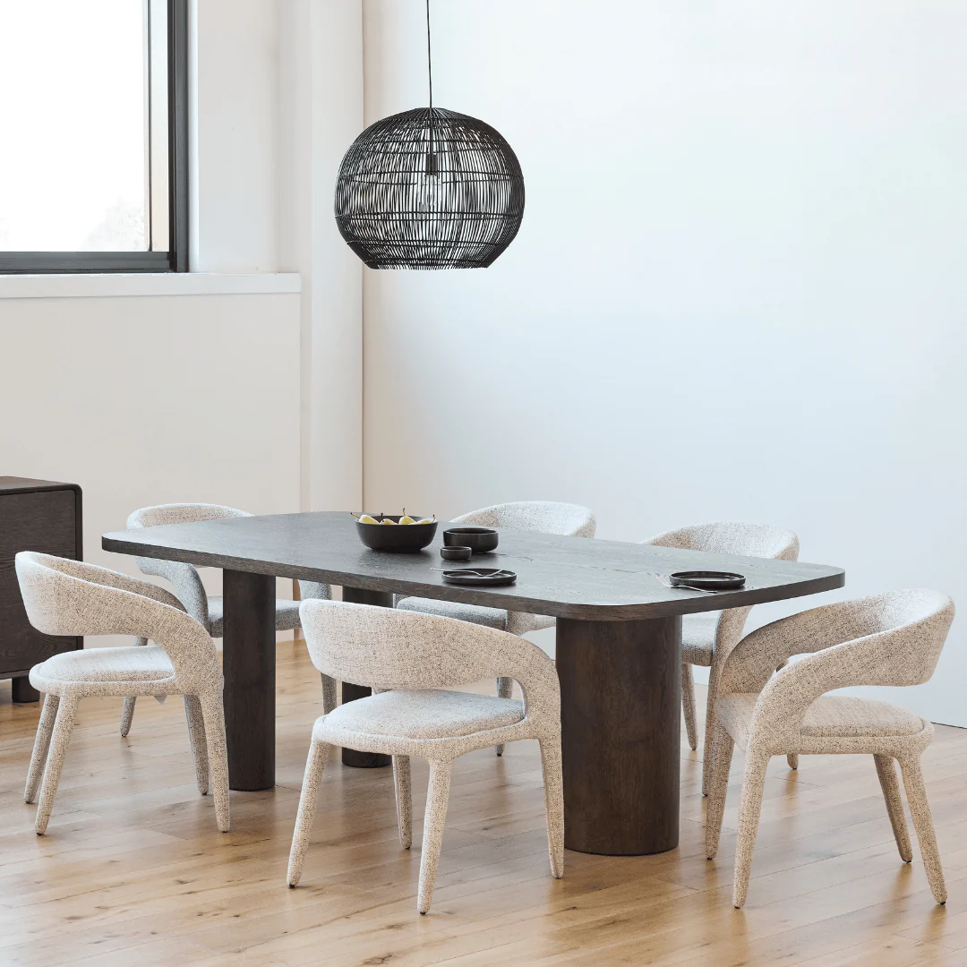Minimalist Beige Fabric Dining Chair for Dining Room