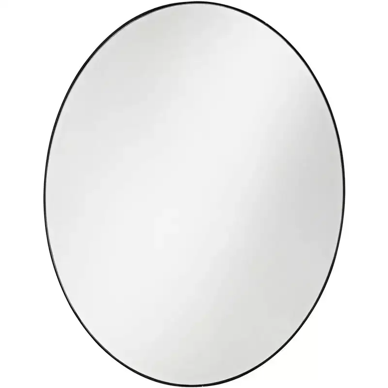 Noble Park Aryn Oval Vanity Decorative Wall Mirror Modern Matte Black Metal Frame 23 1/2 Wide for Bathroom Bedroom Living Room Office Home Entryway