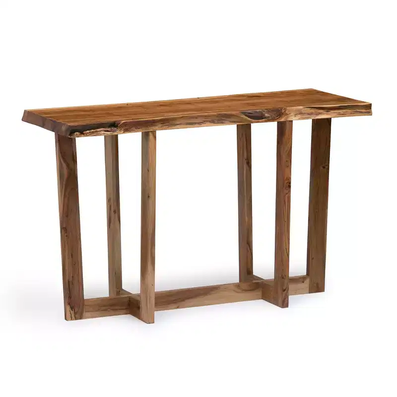 Live Edge Solid Wood Media Console: Acacia, Non-Toxic Finish, Steel Hardware