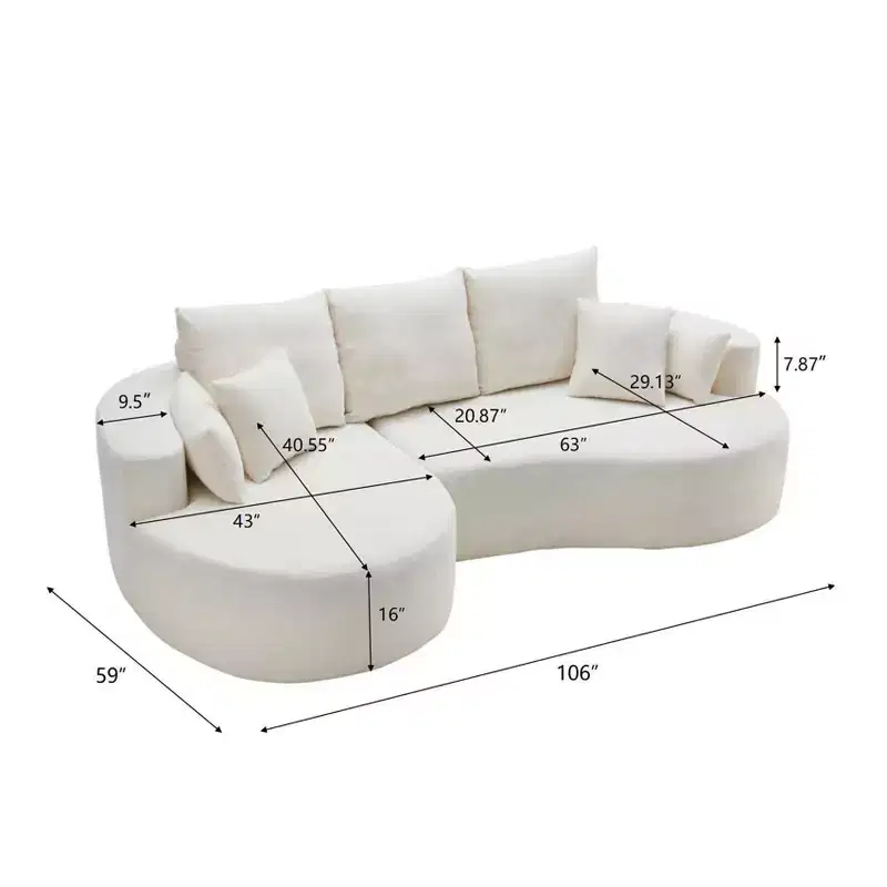 Christopher Knight Home Shamus 106 Modern Cozy Upholstered 4 Seater Curved Sectional Sofa with 7 Pillows