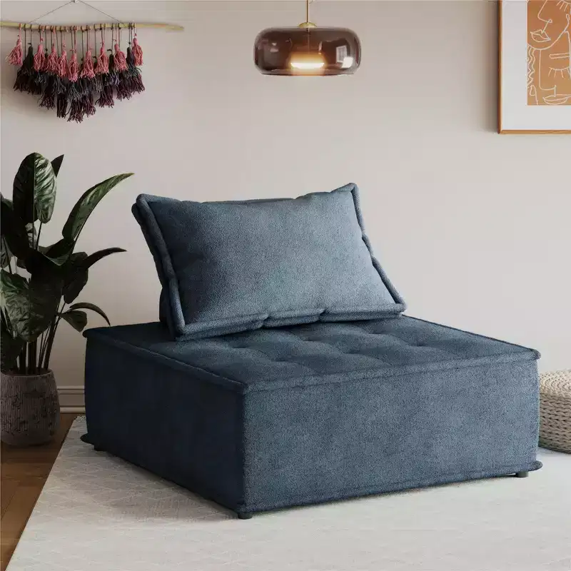 Paloma Upholstered Armless Modular Chair with Backrest Pillow