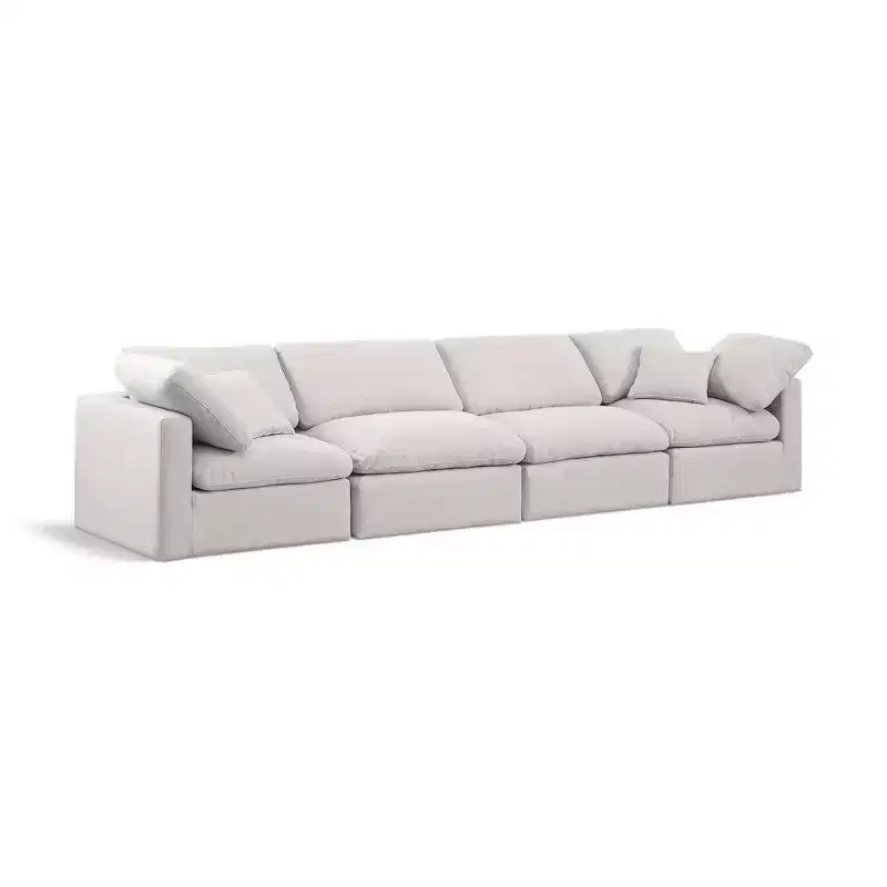 Meridian Furniture Indulge Linen Textured Fabric Modular Sofa