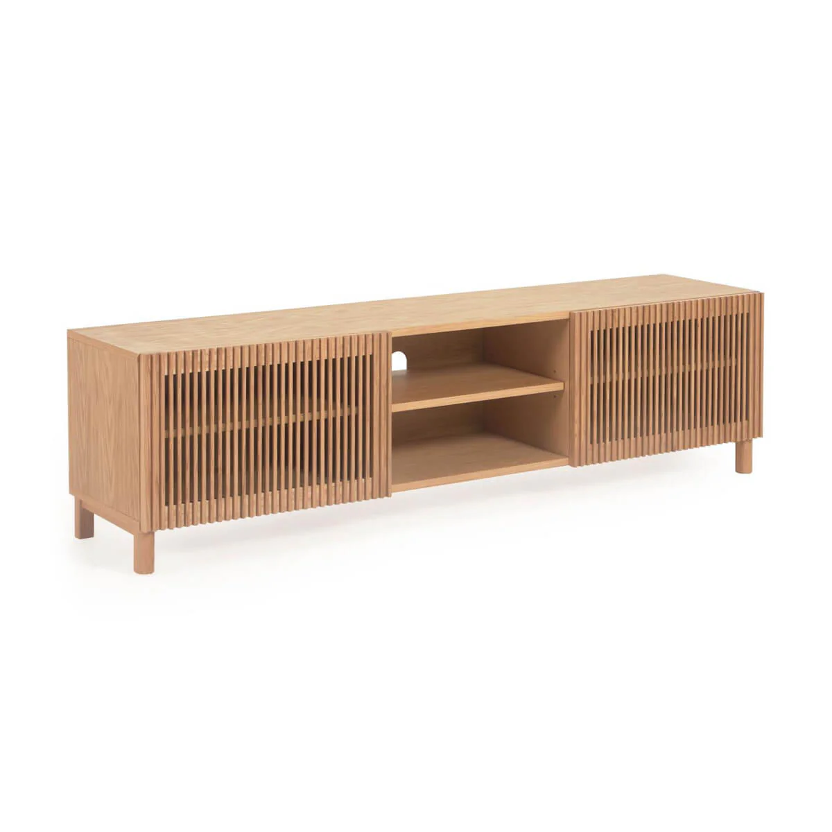 Coastal Natural ash Oak Entertainment Cabinet with Storage for Living Room