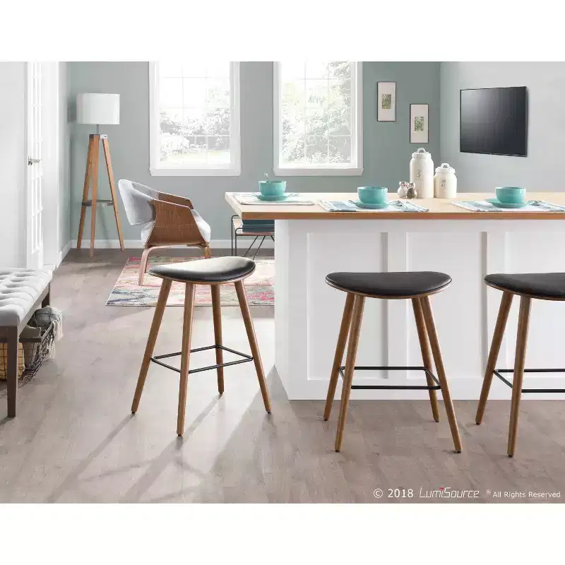 Set of 2 26 Saddle Counter Height Barstools with Faux Leather - LumiSource