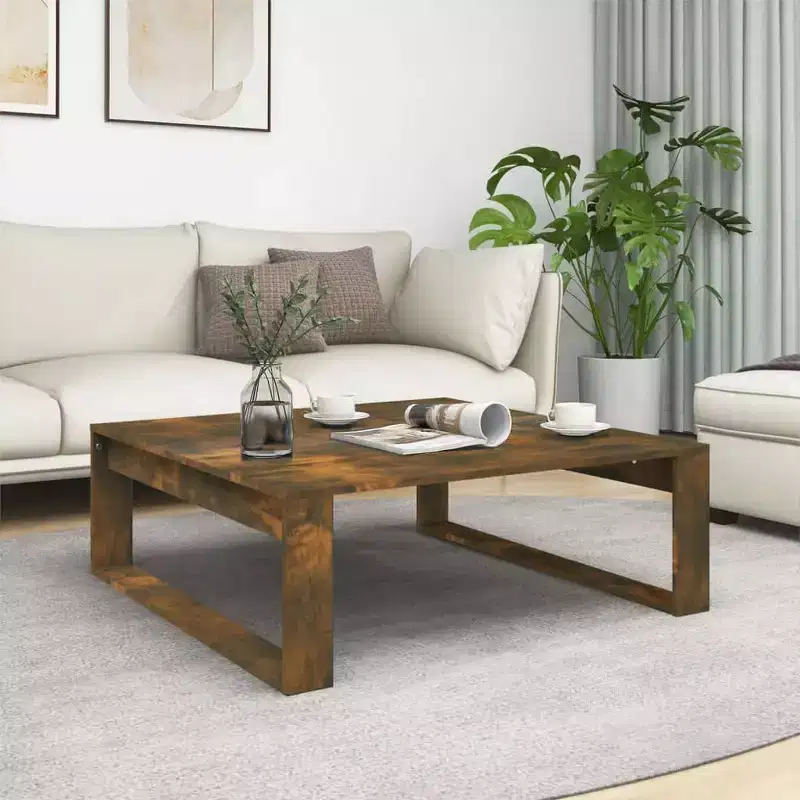 vidaXL Smoked Oak Rectangular Coffee Table - Modern Engineered Wood Accent Table for Living Room/Lounge - 39.4x39.4x13.8
