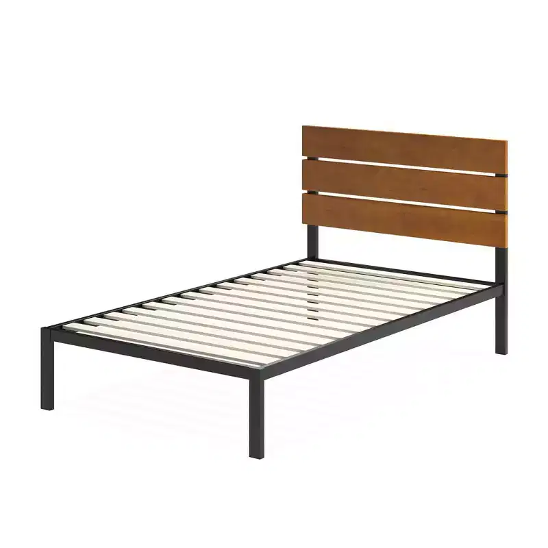 Metal Platform Bed Frame, Natural Finish, Available in Twin, Full, Queen, King
