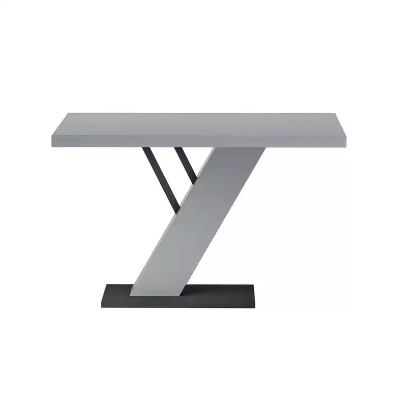 Slanted Gray Wooden Pedestal Dining Table, Seats 4
