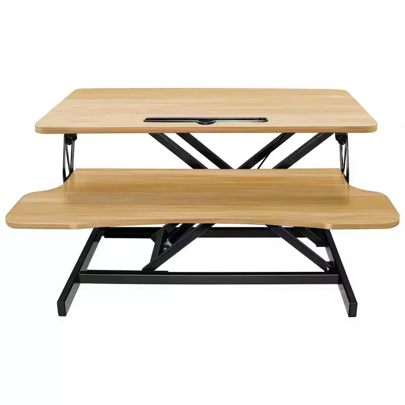 Height Adjustable Desk End Table Converter Sit Stand Workstation for Home Office Dual Monitor Laptop, Black, 32*16.5*26