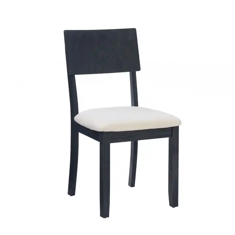 Dark Charcoal Linen-Look Fabric Dining Chair