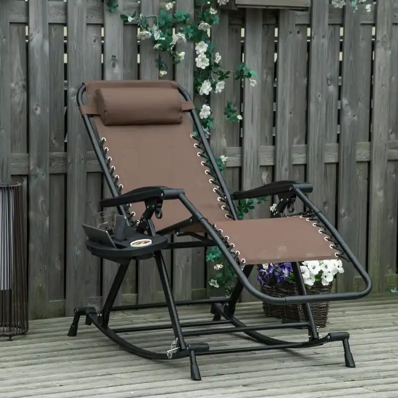 2 In 1 Adjustable Zero Gravity Reclining Lounge Chair Brown