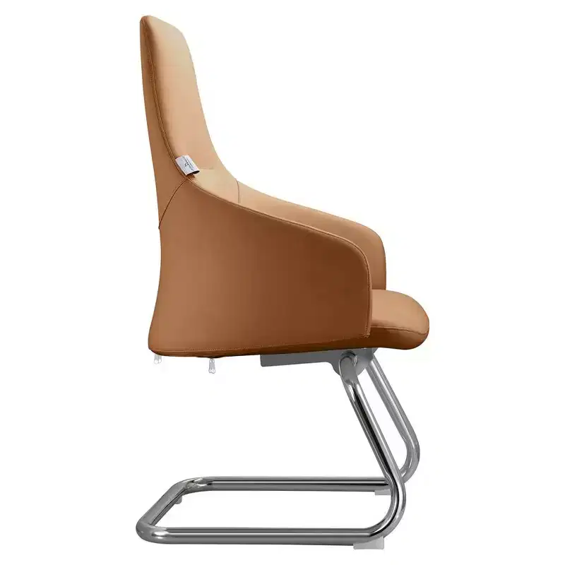 Ergonomic Faux Leather Office Chair Iron Sled Base Adjustable Height 330 lbs Capacity