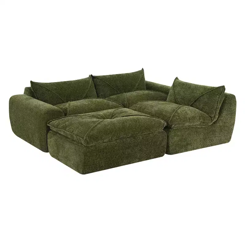 Whisen 116 Modular 4-Seat Sofa Bed, Spacious Foam Filled, Elderly/Baby Safe, No Assembly, Free Combination