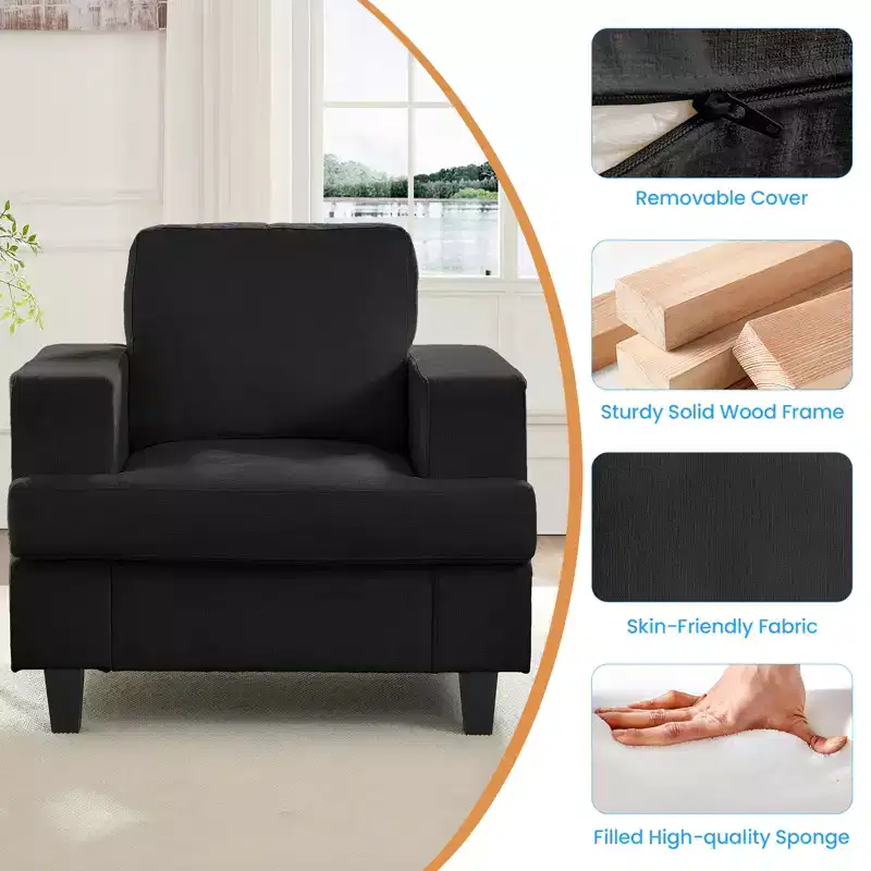Mjkone 82Chenille 3-Seat Straight Sectional Sofa with 56''Armchair,2 Piece Living Room Sectional Sofa Furniture Sets
