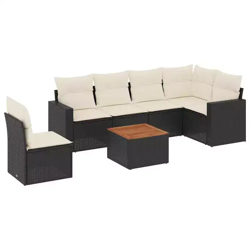 vidaXL Garden Sofa Set with Cushions in Poly Rattan