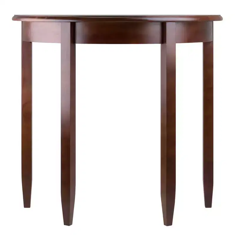 Half-Moon Accent Table, Antique Walnut, Tapered Legs, 1-Person Assembly