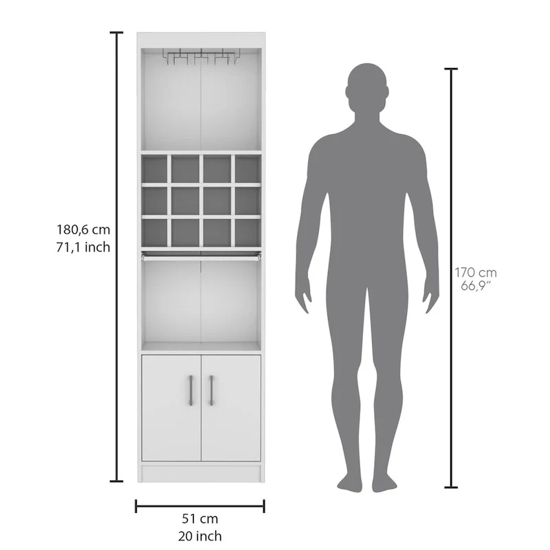 71-Inch 5-Tier Bar Cabinet with Wine Rack & Stemware Holder