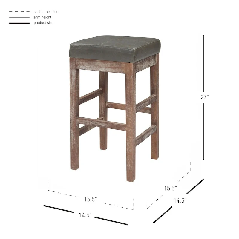 Bonded Leather Backless Counter Stool - 27