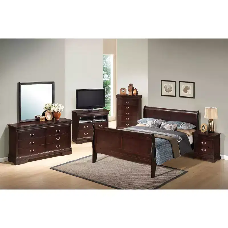 Queen Sleigh Bed with High Footboard