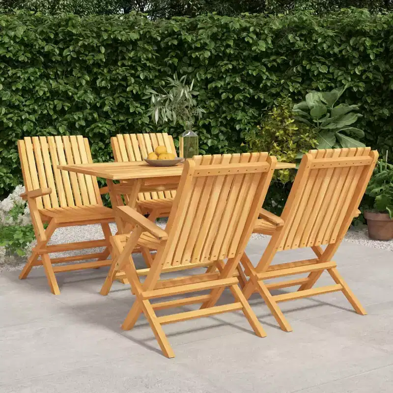 vidaXL Garden Dining Set Teak Solid Teak Wood Medium Foldable