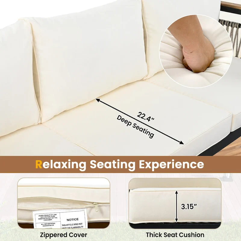4-Pieces Patio Seating Group with Cushions & 1 Coffee Table