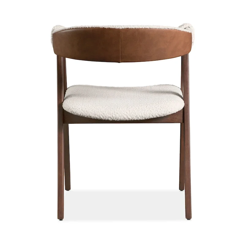 Mid-Century Boucle Wood Dining Chairs (Set of 2)