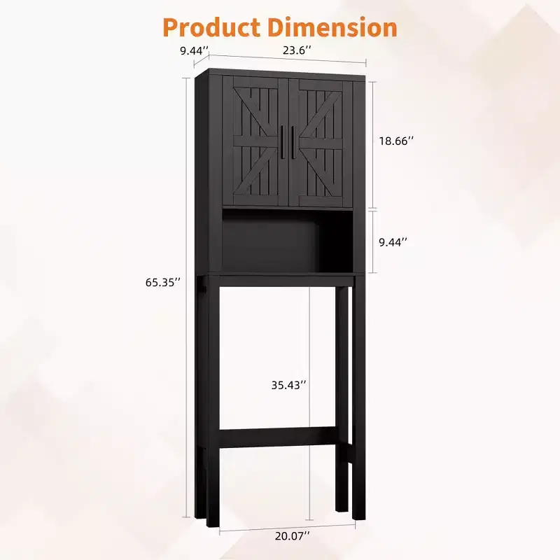 Modern Bathroom Organizer Over Toilet with Adjustable Shelves and Anti-Tip Device,Free Standing Toilet Rack
