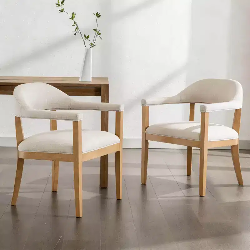 Christopher Knight Home Hoseok Modern Rubberwood Upholstered Dining Chairs with Armrests (Set of 2)