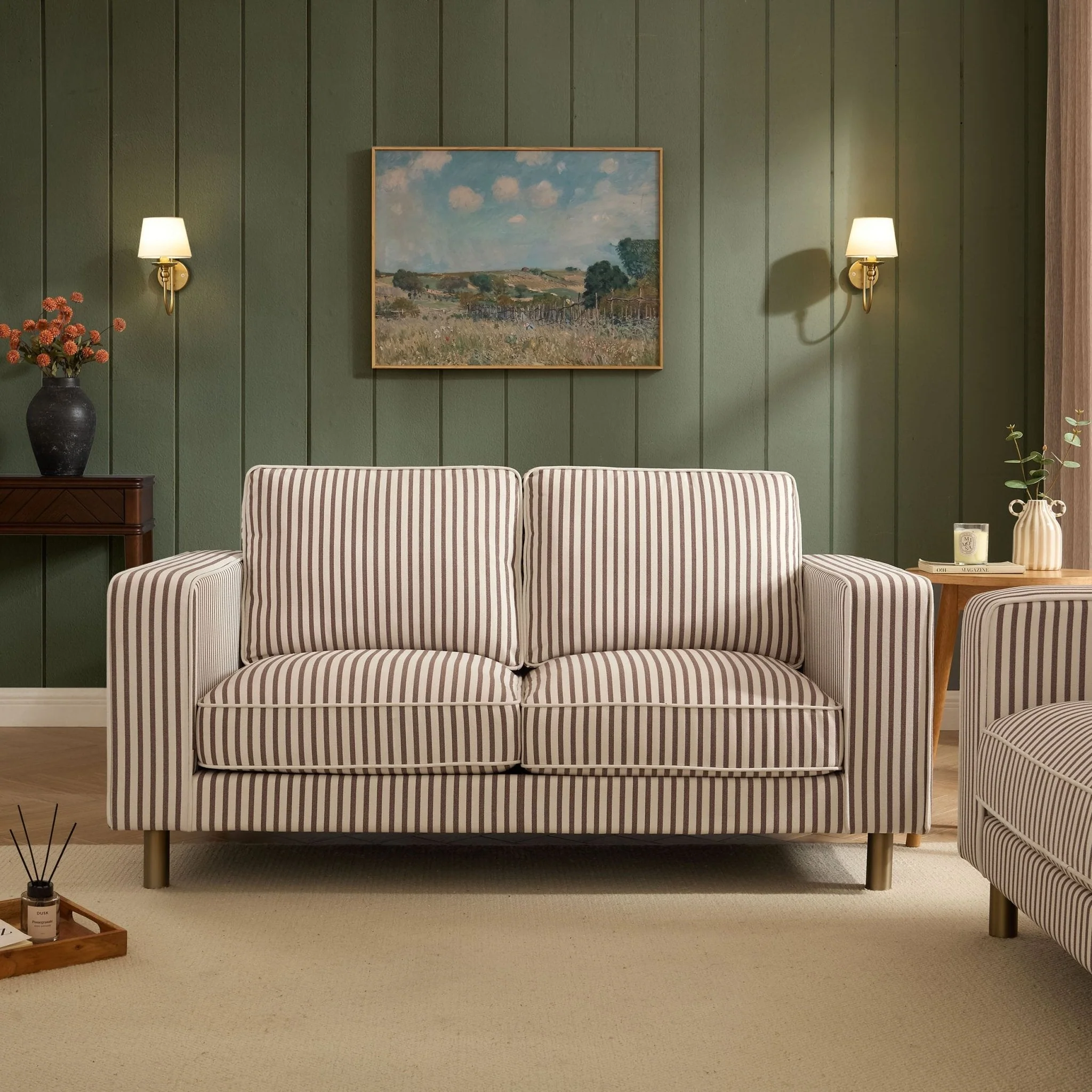 2 Seater Sofa - Chocolate Stripe