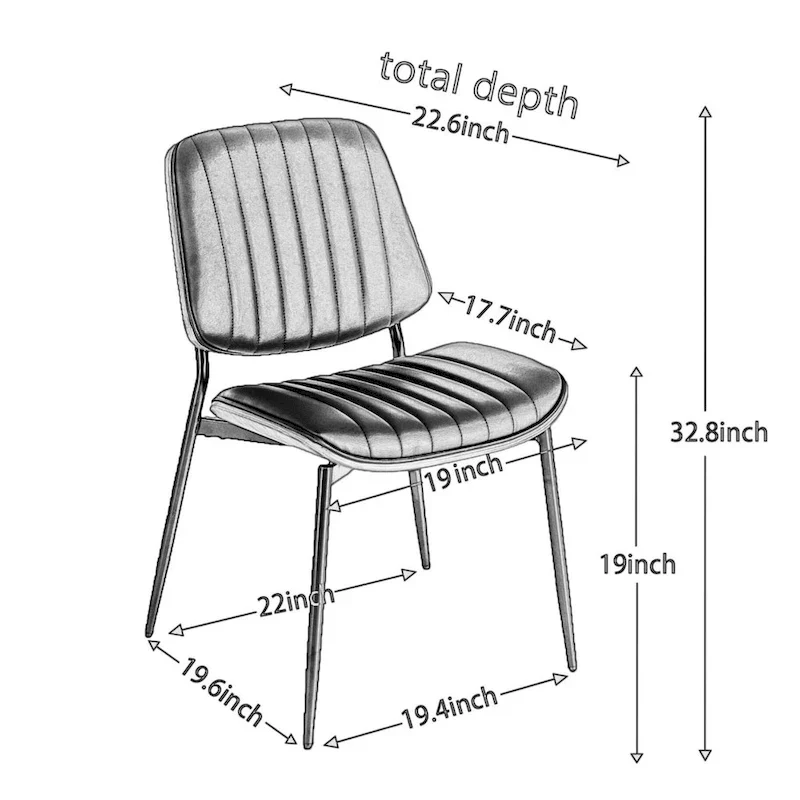 GDFStudio Modern Armless Upholstered Dining Chairs with Metal Legs