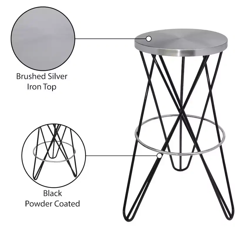 Meridian Furniture,Mercury Black Iron Bar Stool